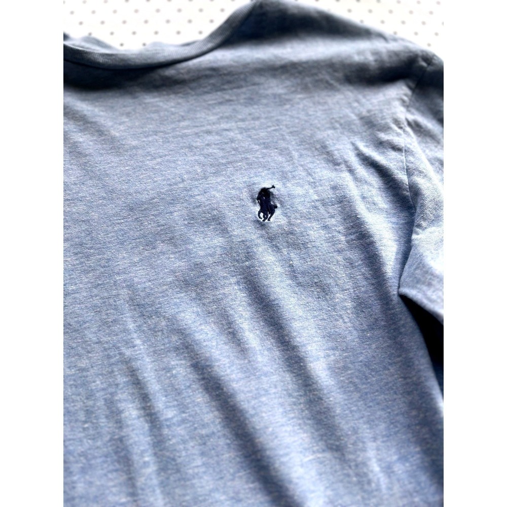 Ralph Lauren Blue Long Sleeve T Shirt Pony Logo Minimalist Basic
